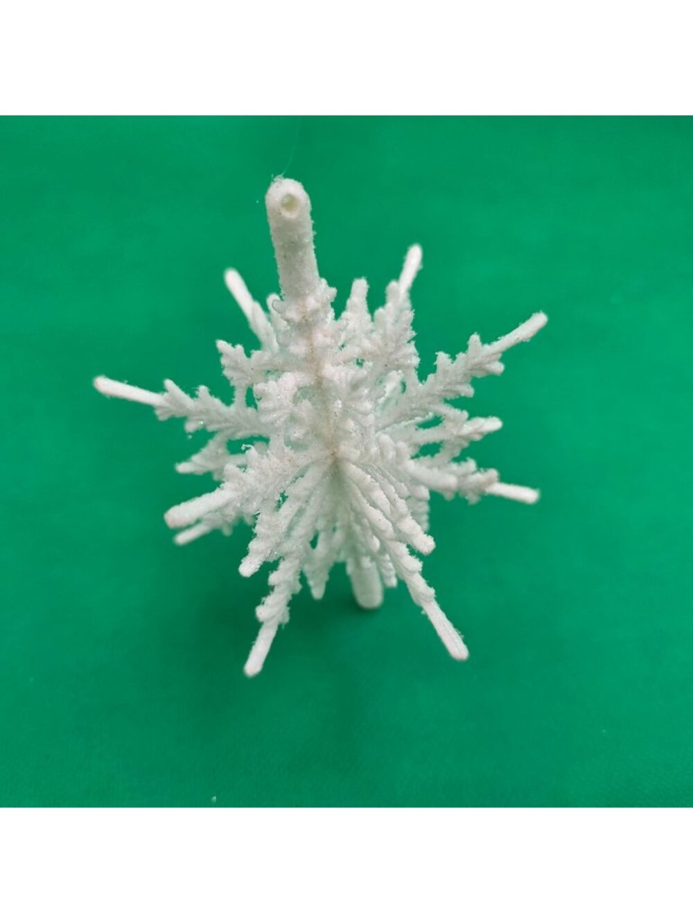 White Glitter 3D Snowflake Christmas Ornament Decoration 4"